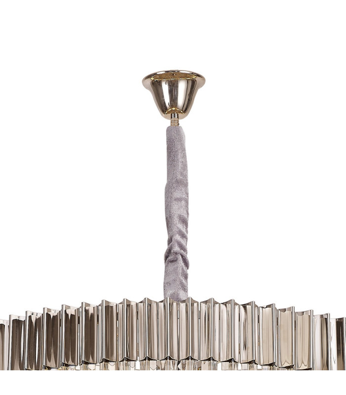 Poland 96cm Pendant Round 5 Tier 23 Light E14 Polished Nickel/Cognac Sculpted Glass Item Weight: 48kg-5