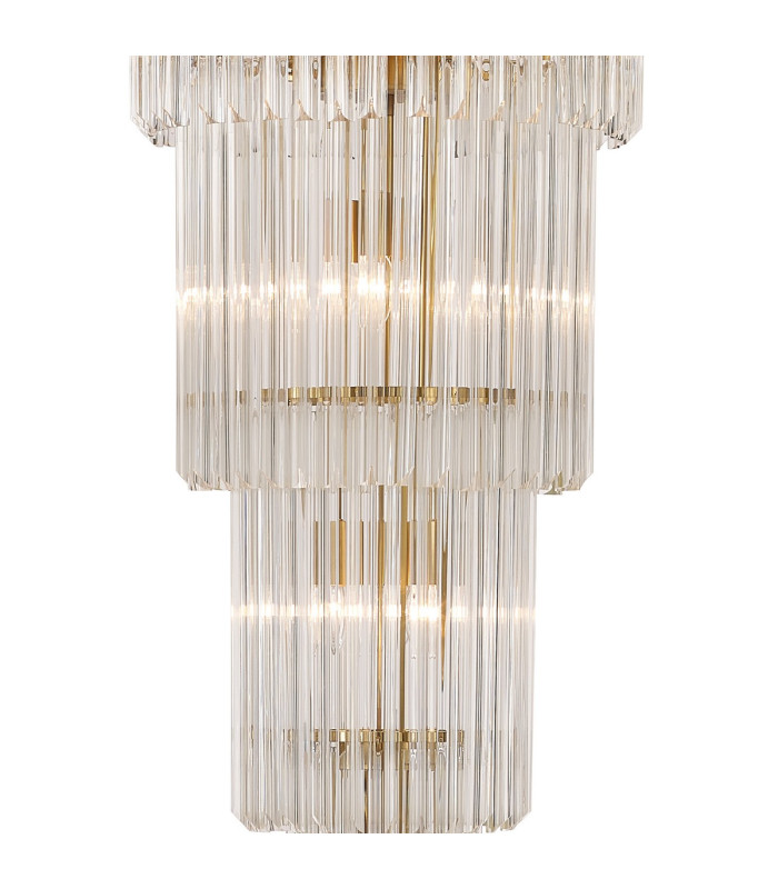 Poland 50cm Pendant Round 5 Tier 18 Light E14 Brass/Clear Sculpted Glass Item Weight: 42kg-6