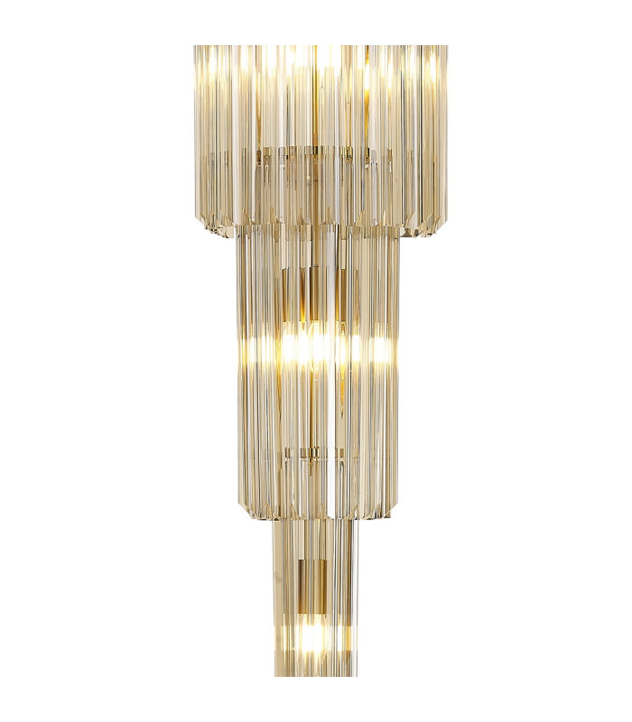 Poland 50cm Pendant Round 5 Tier 18 Light E14 Brass/Cognac Sculpted Glass Item Weight: 42kg-7