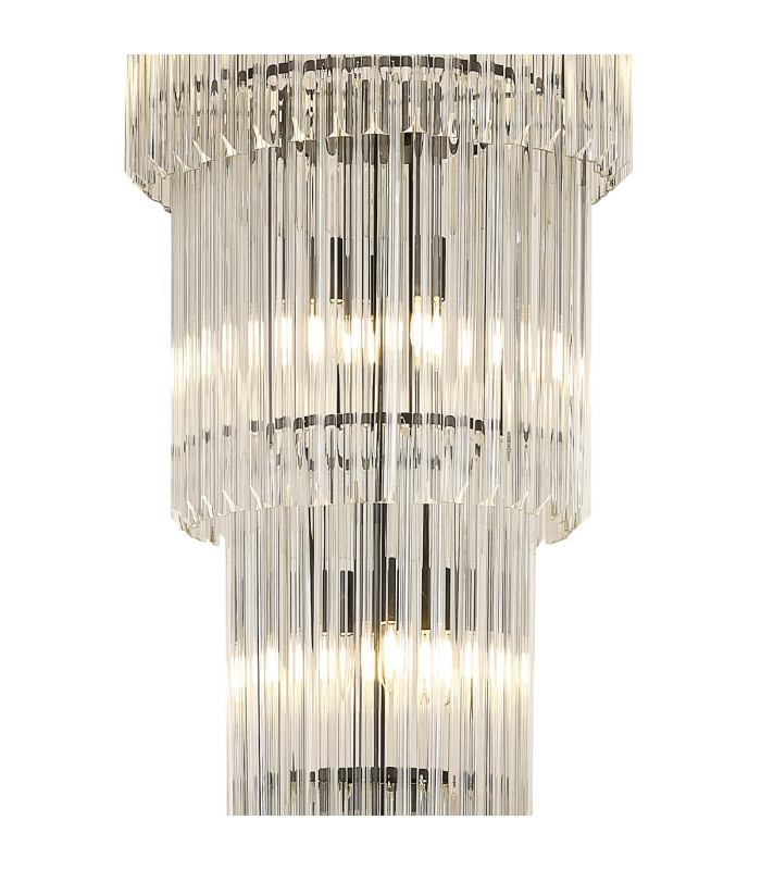 Poland 50cm Pendant Round 5 Tier 18 Light E14 Matt Black/Clear Sculpted Glass Item Weight: 42kg-6