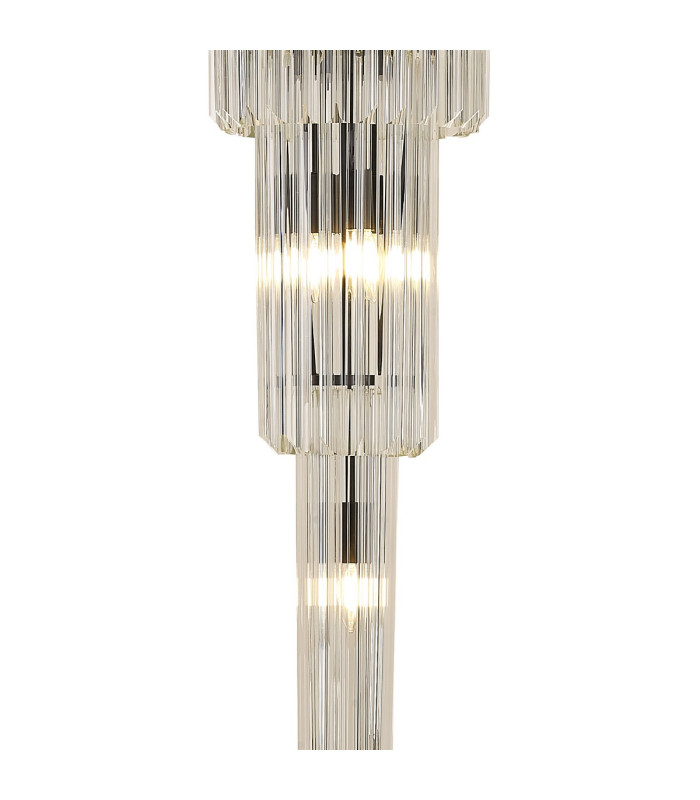 Poland 50cm Pendant Round 5 Tier 18 Light E14 Matt Black/Clear Sculpted Glass Item Weight: 42kg-7