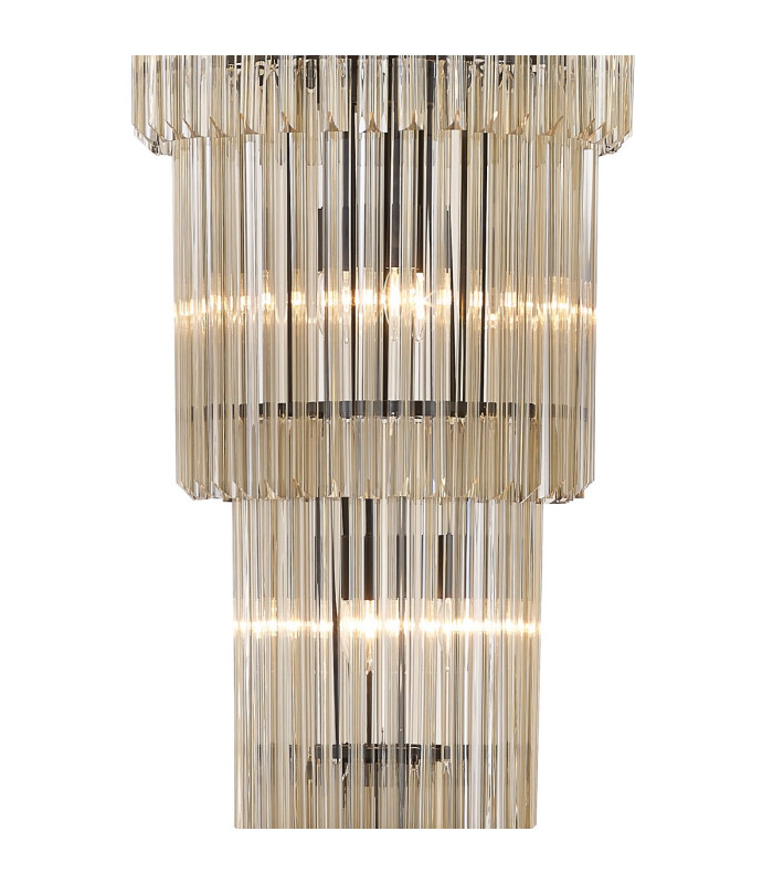 Poland 50cm Pendant Round 5 Tier 18 Light E14 Matt Black/Cognac Sculpted Glass Item Weight: 42kg-6