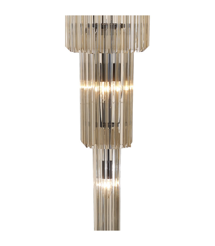 Poland 50cm Pendant Round 5 Tier 18 Light E14 Matt Black/Cognac Sculpted Glass Item Weight: 42kg-7