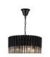 Poland 50cm Pendant Round 5 Tier 18 Light E14 Matt Black/Smoke Sculpted Glass Item Weight: 42kg-5