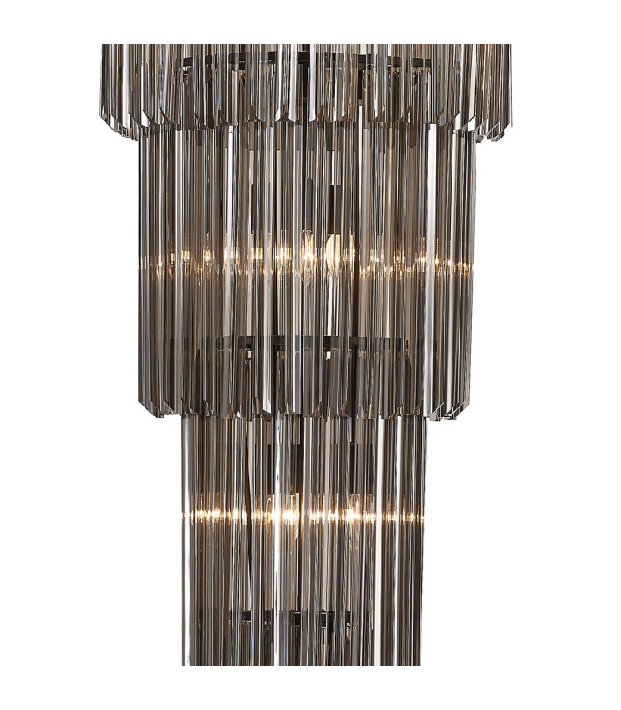 Poland 50cm Pendant Round 5 Tier 18 Light E14 Matt Black/Smoke Sculpted Glass Item Weight: 42kg-6