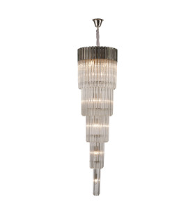 Poland 50cm Pendant Round 5 Tier 18 Light E14 Polished Nickel/Clear Sculpted Glass Item Weight: 42kg-1
