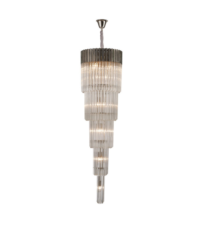 Poland 50cm Pendant Round 5 Tier 18 Light E14 Polished Nickel/Clear Sculpted Glass Item Weight: 42kg-1