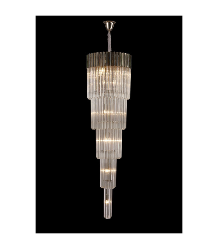 Poland 50cm Pendant Round 5 Tier 18 Light E14 Polished Nickel/Clear Sculpted Glass Item Weight: 42kg-3