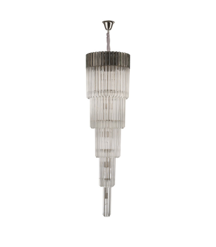 Poland 50cm Pendant Round 5 Tier 18 Light E14 Polished Nickel/Clear Sculpted Glass Item Weight: 42kg-4