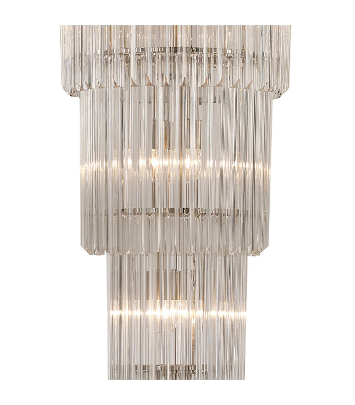 Poland 50cm Pendant Round 5 Tier 18 Light E14 Polished Nickel/Clear Sculpted Glass Item Weight: 42kg-6