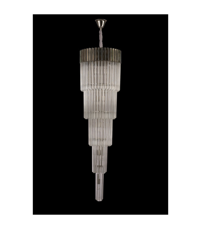 Poland 50cm Pendant Round 5 Tier 18 Light E14 Polished Nickel/Clear Sculpted Glass Item Weight: 42kg-8