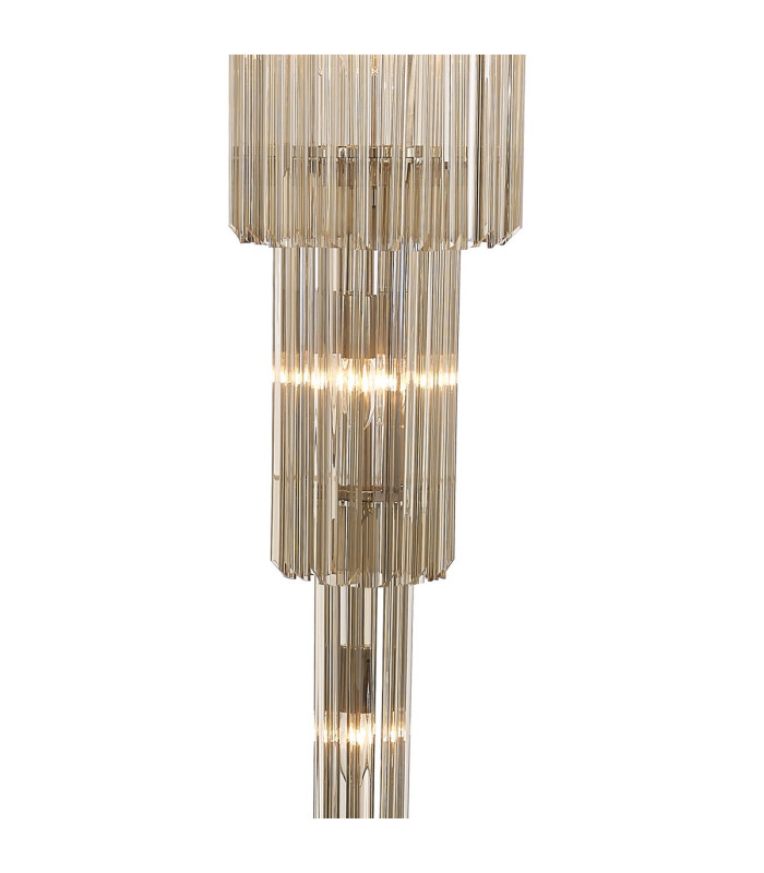 Poland 50cm Pendant Round 5 Tier 18 Light E14 Polished Nickel/Cognac Sculpted Glass Item Weight: 42kg-7