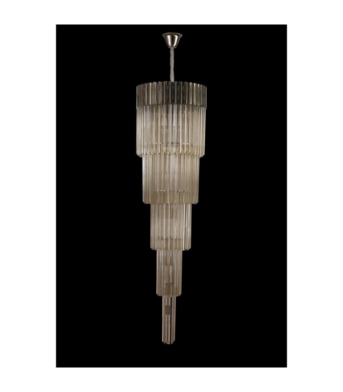 Poland 50cm Pendant Round 5 Tier 18 Light E14 Polished Nickel/Cognac Sculpted Glass Item Weight: 42kg-8