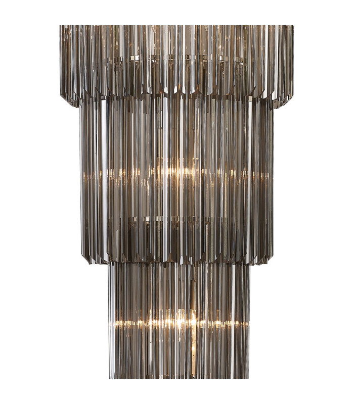 Poland 50cm Pendant Round 5 Tier 18 Light E14 Polished Nickel/Smoke Sculpted Glass Item Weight: 42kg-6