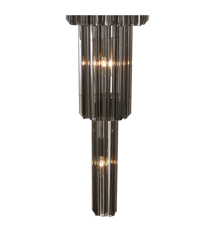 Poland 50cm Pendant Round 5 Tier 18 Light E14 Polished Nickel/Smoke Sculpted Glass Item Weight: 42kg-7