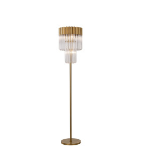 Poland 35 x 168cm Floor Lamp 5 Light E14 Brass/Clear Sculpted Glass Item Weight: 16.5kg-1