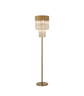 Poland 35 x 168cm Floor Lamp 5 Light E14 Brass/Cognac Sculpted Glass Item Weight: 16.5kg-1