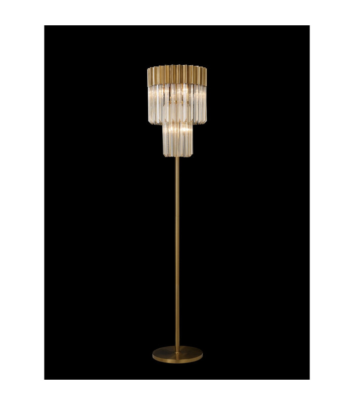 Poland 35 x 168cm Floor Lamp 5 Light E14 Brass/Cognac Sculpted Glass Item Weight: 16.5kg-3