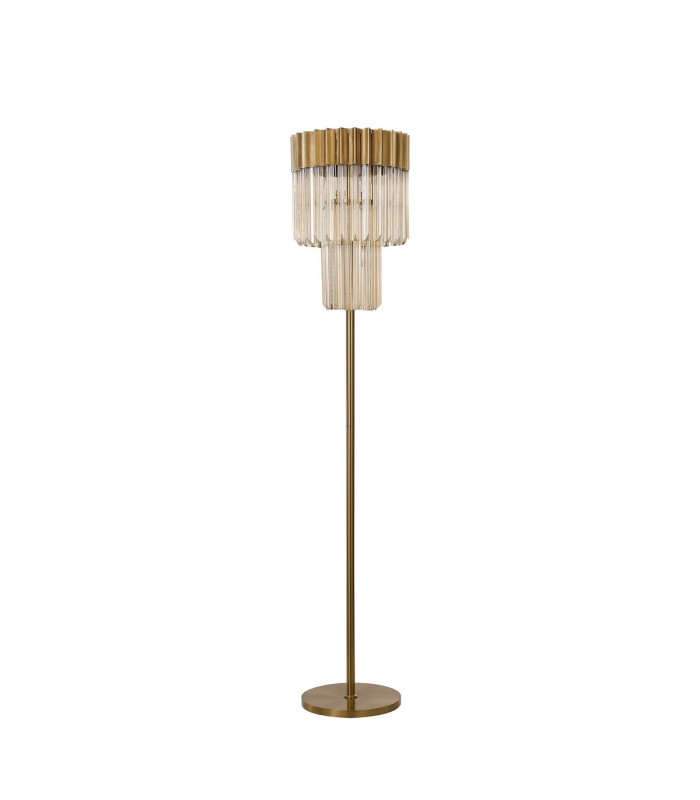 Poland 35 x 168cm Floor Lamp 5 Light E14 Brass/Cognac Sculpted Glass Item Weight: 16.5kg-4