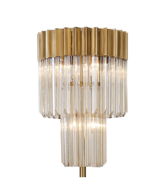Poland 35 x 168cm Floor Lamp 5 Light E14 Brass/Cognac Sculpted Glass Item Weight: 16.5kg-5