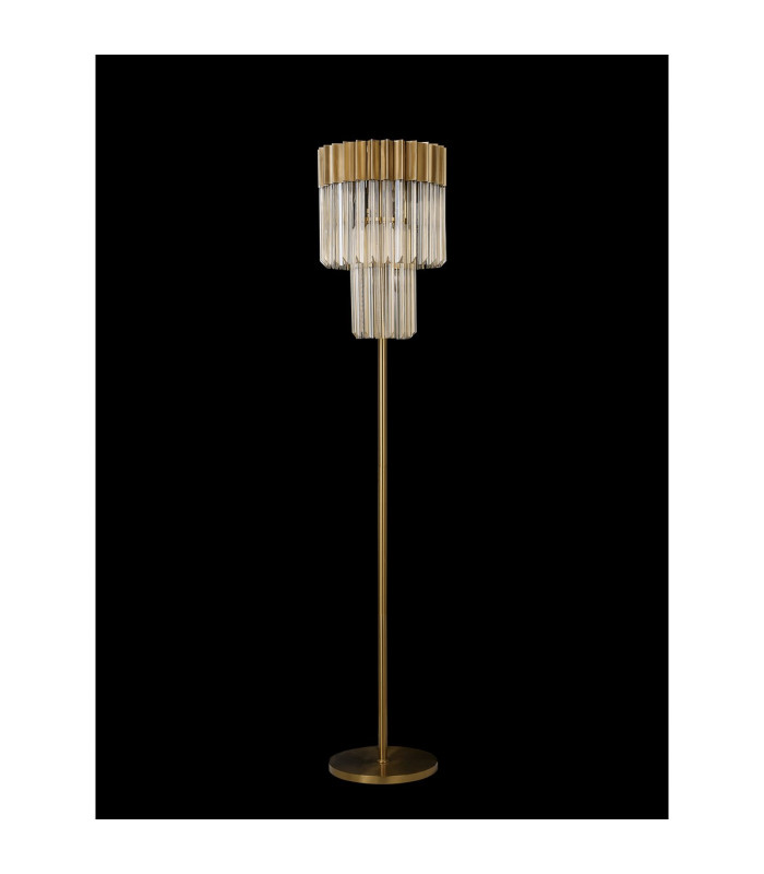 Poland 35 x 168cm Floor Lamp 5 Light E14 Brass/Cognac Sculpted Glass Item Weight: 16.5kg-8