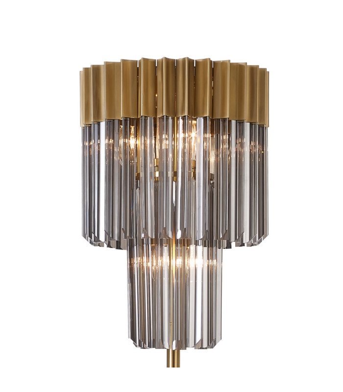Poland 35 x 168cm Floor Lamp 5 Light E14 Brass/Smoked Sculpted Glass Item Weight: 16.5kg-5