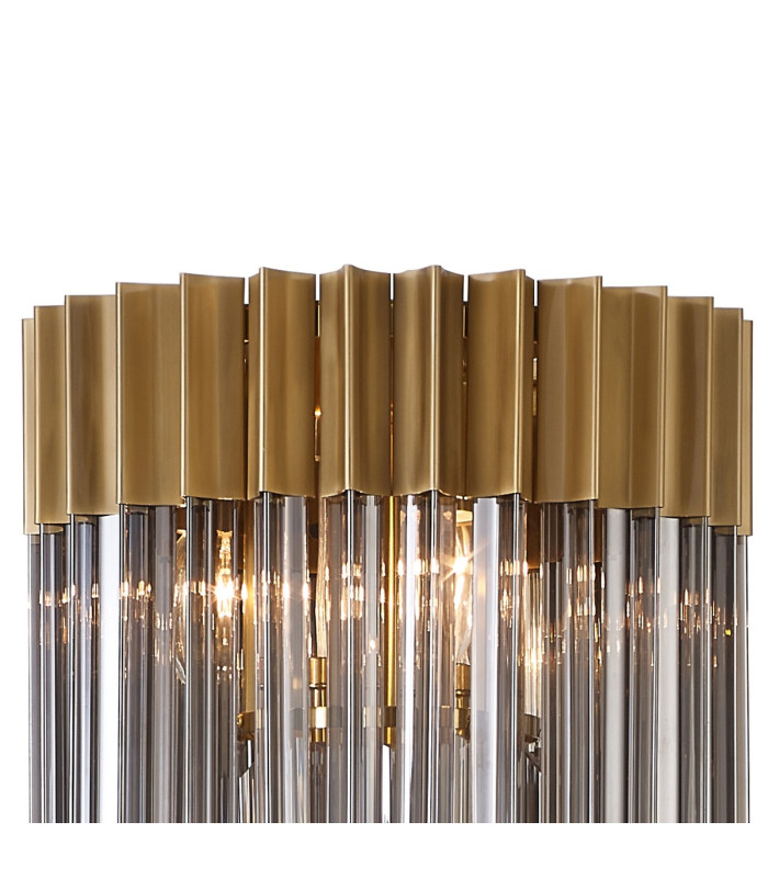 Poland 35 x 168cm Floor Lamp 5 Light E14 Brass/Smoked Sculpted Glass Item Weight: 16.5kg-7