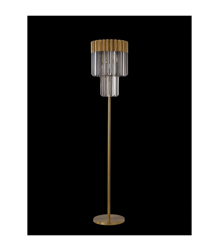 Poland 35 x 168cm Floor Lamp 5 Light E14 Brass/Smoked Sculpted Glass Item Weight: 16.5kg-8