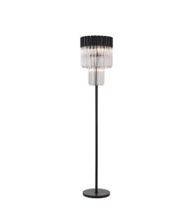 Poland 35 x 168cm Floor Lamp 5 Light E14 Matt Black/Clear Sculpted Glass Item Weight: 16.5kg-1