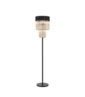 Poland 35 x 168cm Floor Lamp 5 Light E14 Matt Black/Cognac Sculpted Glass Item Weight: 16.5kg-1