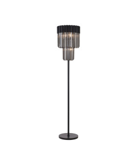 Poland 35 x 168cm Floor Lamp 5 Light E14 Matt Black/Smoked Sculpted Glass Item Weight: 16.5kg-1