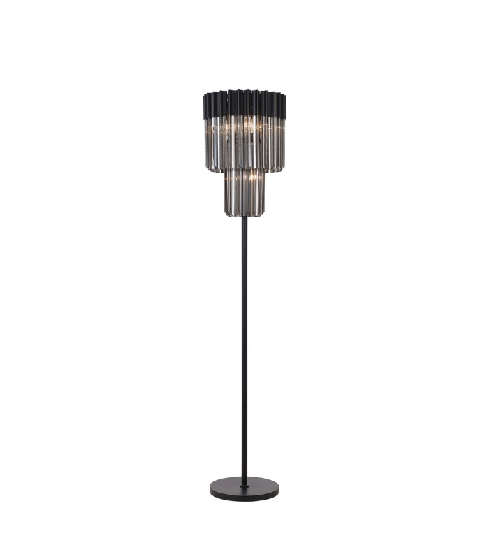 Poland 35 x 168cm Floor Lamp 5 Light E14 Matt Black/Smoked Sculpted Glass Item Weight: 16.5kg-1