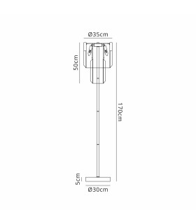 Poland 35 x 168cm Floor Lamp 5 Light E14 Matt Black/Smoked Sculpted Glass Item Weight: 16.5kg-2