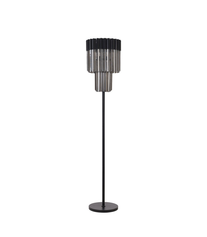 Poland 35 x 168cm Floor Lamp 5 Light E14 Matt Black/Smoked Sculpted Glass Item Weight: 16.5kg-4