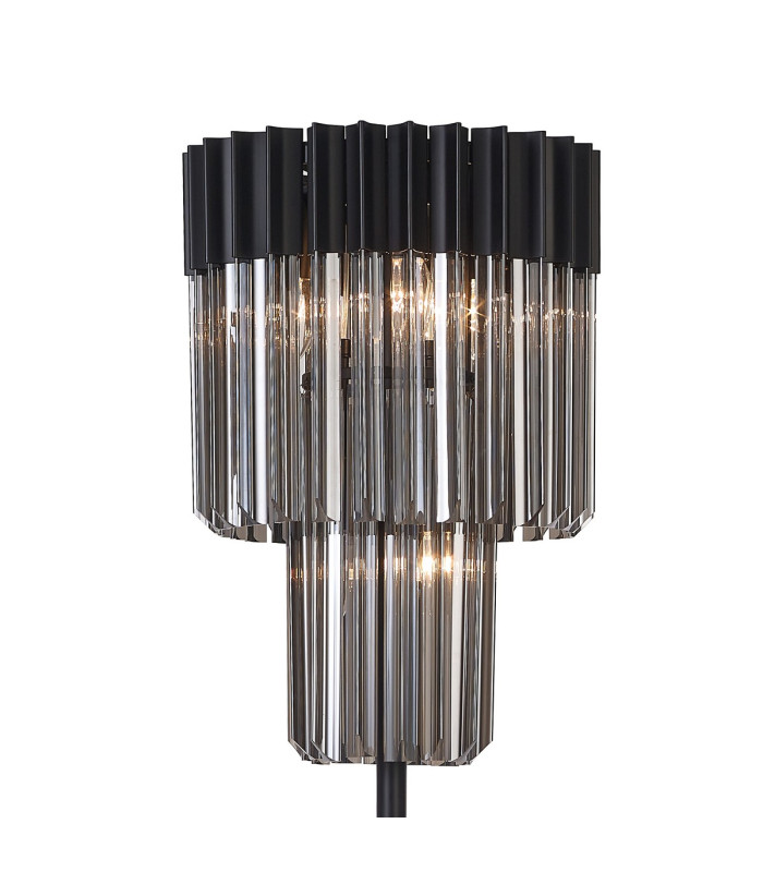 Poland 35 x 168cm Floor Lamp 5 Light E14 Matt Black/Smoked Sculpted Glass Item Weight: 16.5kg-5