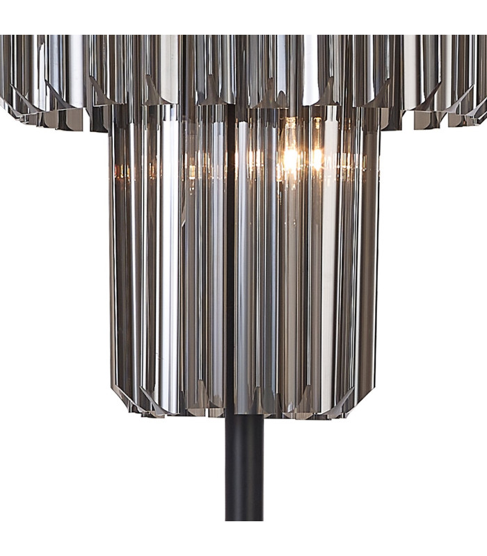 Poland 35 x 168cm Floor Lamp 5 Light E14 Matt Black/Smoked Sculpted Glass Item Weight: 16.5kg-7