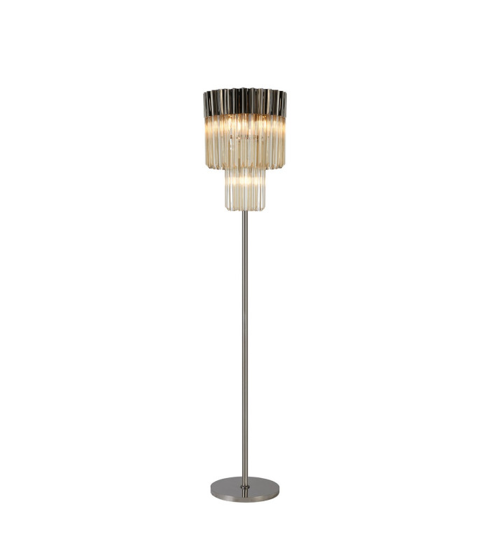 Poland 35 x 168cm Floor Lamp 5 Light E14 Polished Nickel/Cognac Sculpted Glass Item Weight: 16.5kg-1