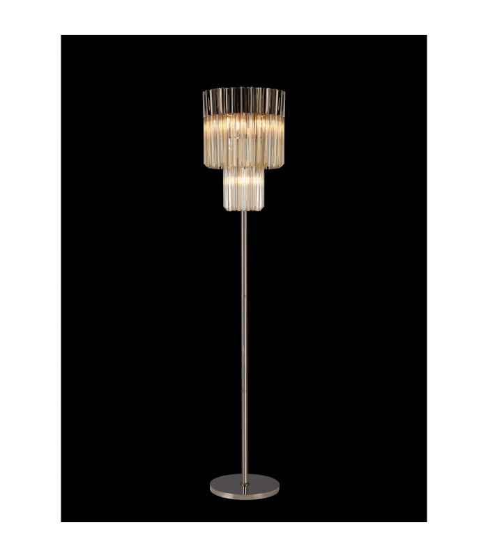 Poland 35 x 168cm Floor Lamp 5 Light E14 Polished Nickel/Cognac Sculpted Glass Item Weight: 16.5kg-3