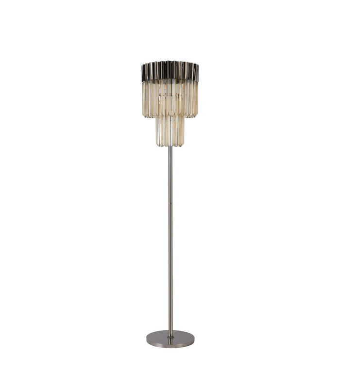 Poland 35 x 168cm Floor Lamp 5 Light E14 Polished Nickel/Cognac Sculpted Glass Item Weight: 16.5kg-4