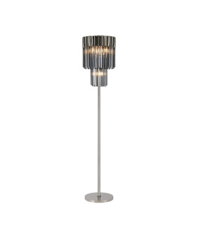 Poland 35 x 168cm Floor Lamp 5 Light E14 Polished Nickel/Smoked Sculpted Glass Item Weight: 16.5kg-1
