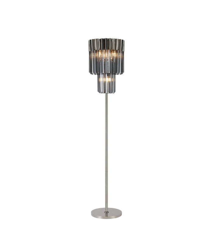 Poland 35 x 168cm Floor Lamp 5 Light E14 Polished Nickel/Smoked Sculpted Glass Item Weight: 16.5kg-1