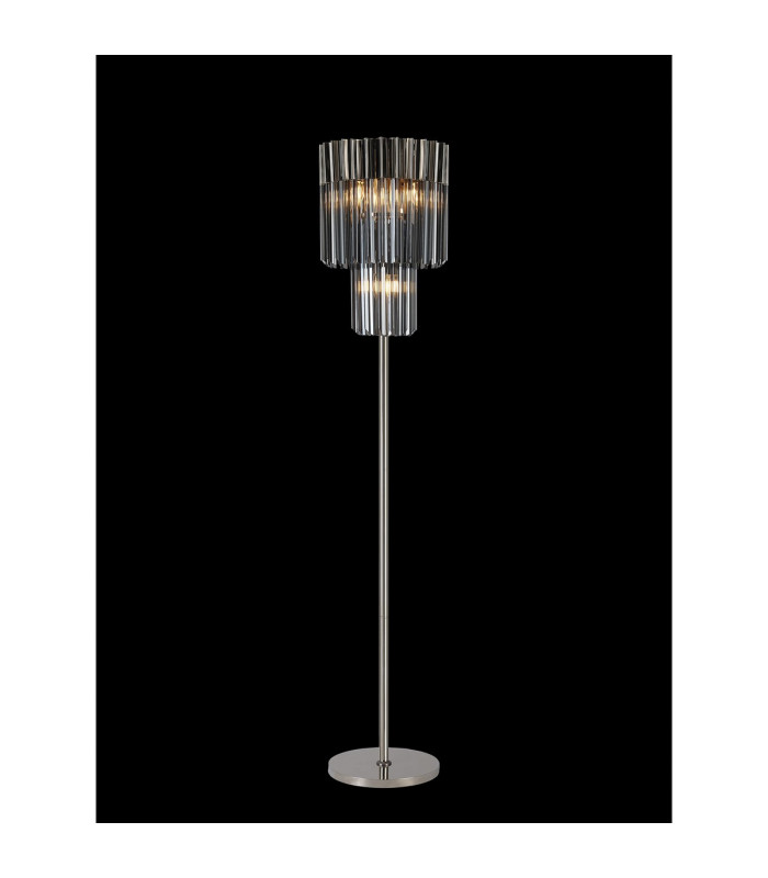 Poland 35 x 168cm Floor Lamp 5 Light E14 Polished Nickel/Smoked Sculpted Glass Item Weight: 16.5kg-3