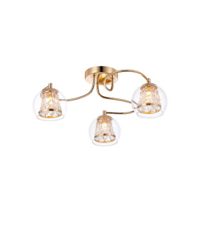 Austin 49.5cm Semi Ceiling 3 Light G9 IP44 French Gold/Clear Glass/Clear Crystal-1