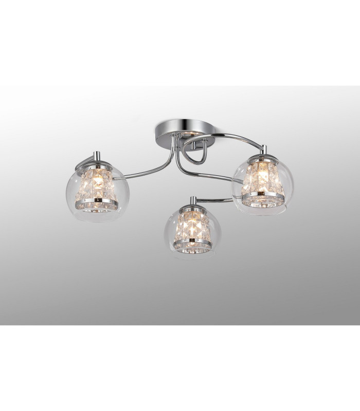 Austin 49.5cm Semi Ceiling 3 Light G9 IP44 Polished Chrome/Clear Glass/Clear Crystal-3