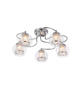 Austin 51.5cm Semi Ceiling 5 Light G9 IP44 Polished Chrome/Clear Glass/Clear Crystal-1