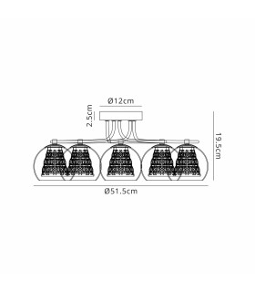 Austin 51.5cm Semi Ceiling 5 Light G9 IP44 Polished Chrome/Clear Glass/Clear Crystal-2