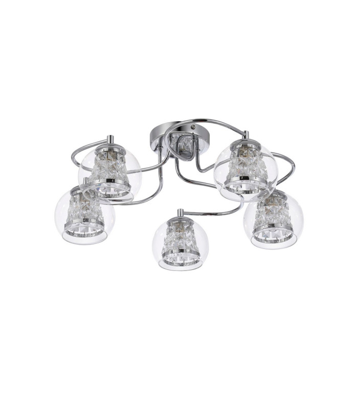 Austin 51.5cm Semi Ceiling 5 Light G9 IP44 Polished Chrome/Clear Glass/Clear Crystal-5
