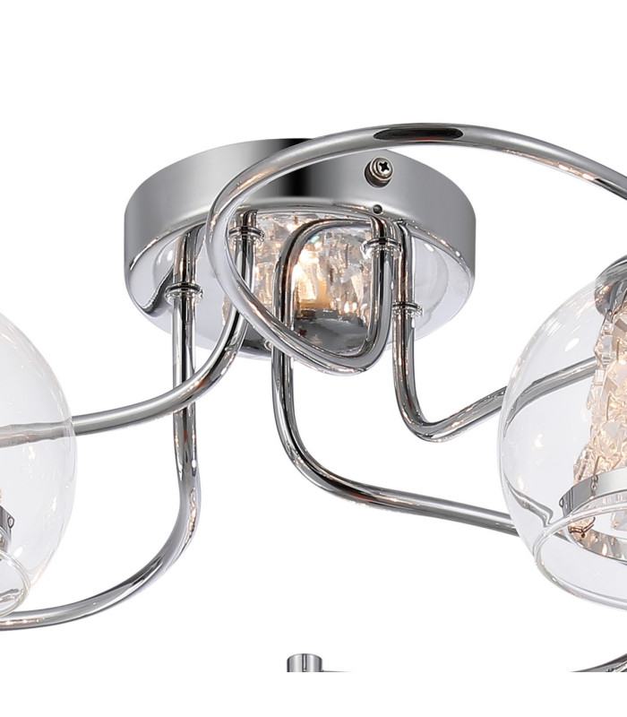 Austin 51.5cm Semi Ceiling 5 Light G9 IP44 Polished Chrome/Clear Glass/Clear Crystal-6