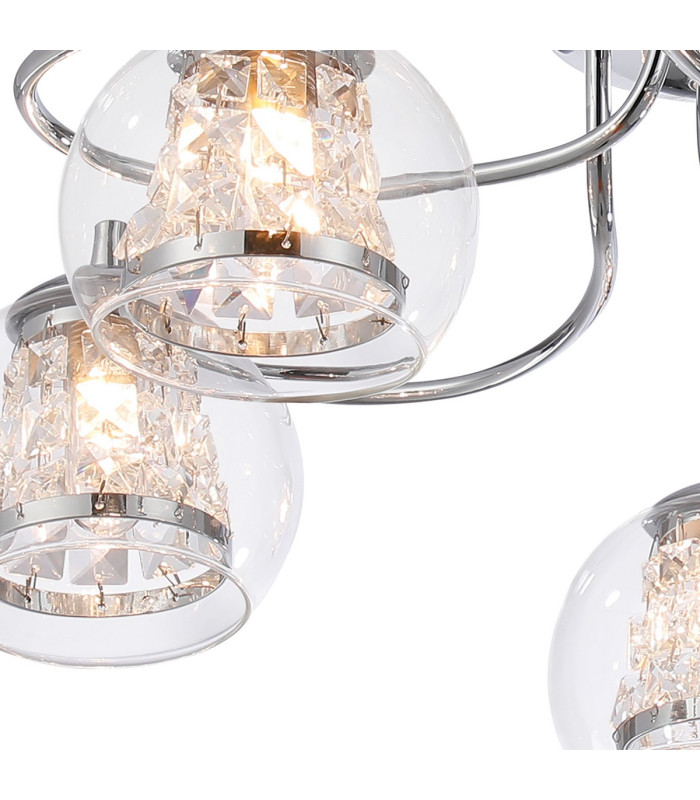 Austin 51.5cm Semi Ceiling 5 Light G9 IP44 Polished Chrome/Clear Glass/Clear Crystal-7