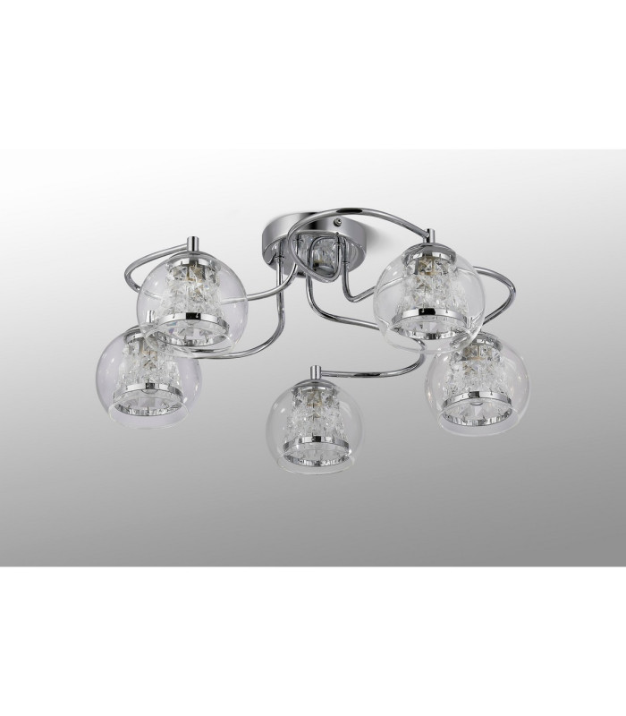 Austin 51.5cm Semi Ceiling 5 Light G9 IP44 Polished Chrome/Clear Glass/Clear Crystal-9